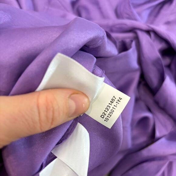 Jones NY Silk Satin Purple Bow Flutter Silk Blouse Fall Long-Sleeved sz 4 - Picture 8 of 13